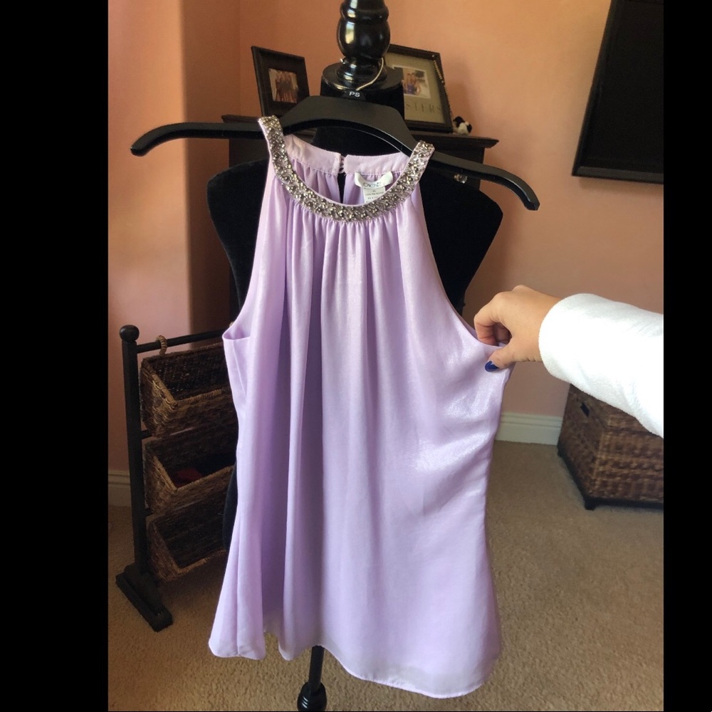 Purple Shimmer Cache Halter Top With Beading - image 3